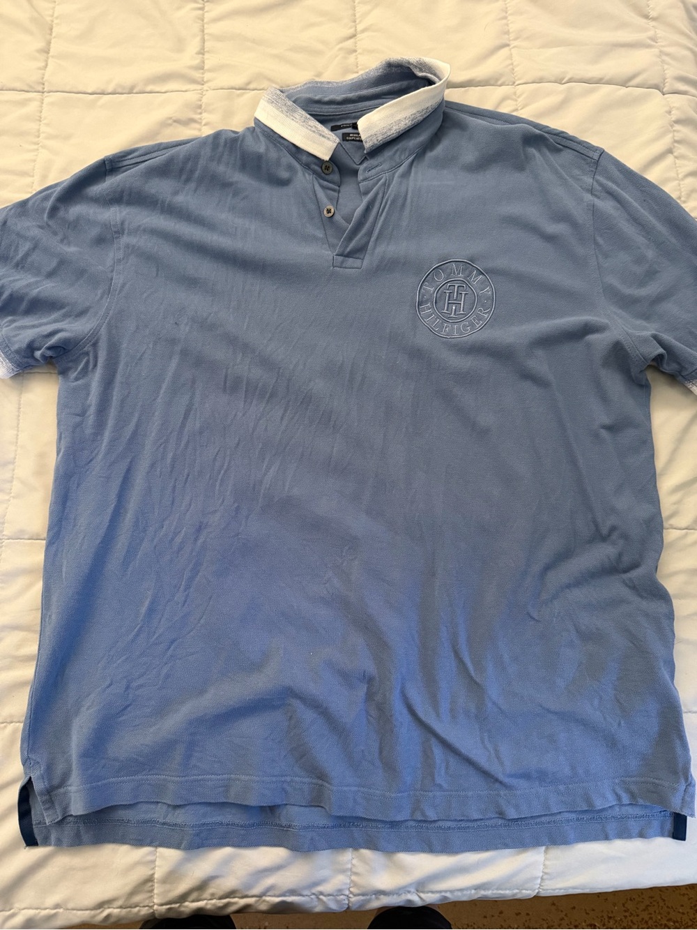 Tommy Hilfiger Light Blue Polo Shirt with Contrast Collar
